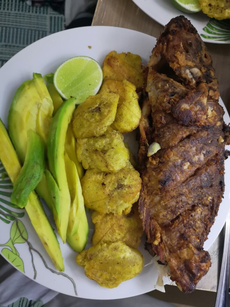 fried fish tostones avocado home cabarete