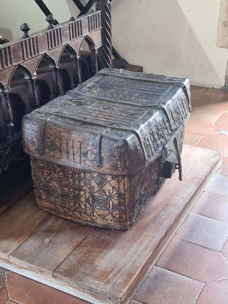 ornate carved wooden chest alcazar de colon santo domingo