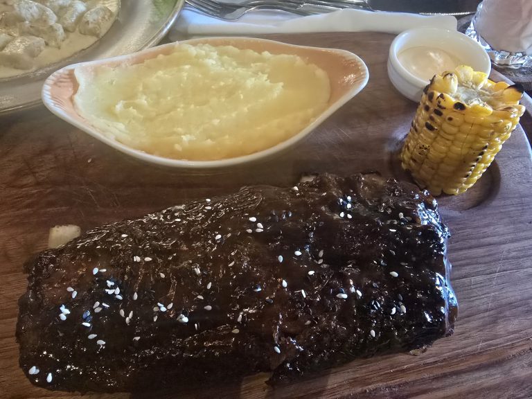 bbq ribs sesame mashed potato grilled corn santiago