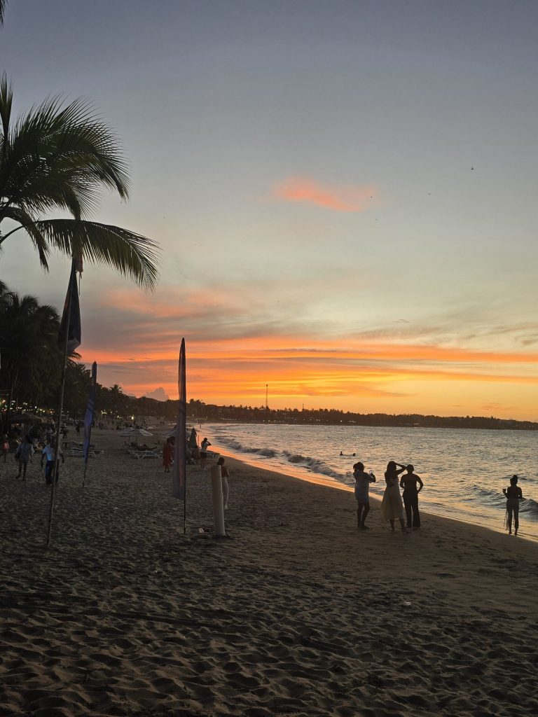 Cabarete beach sunset with kite gear