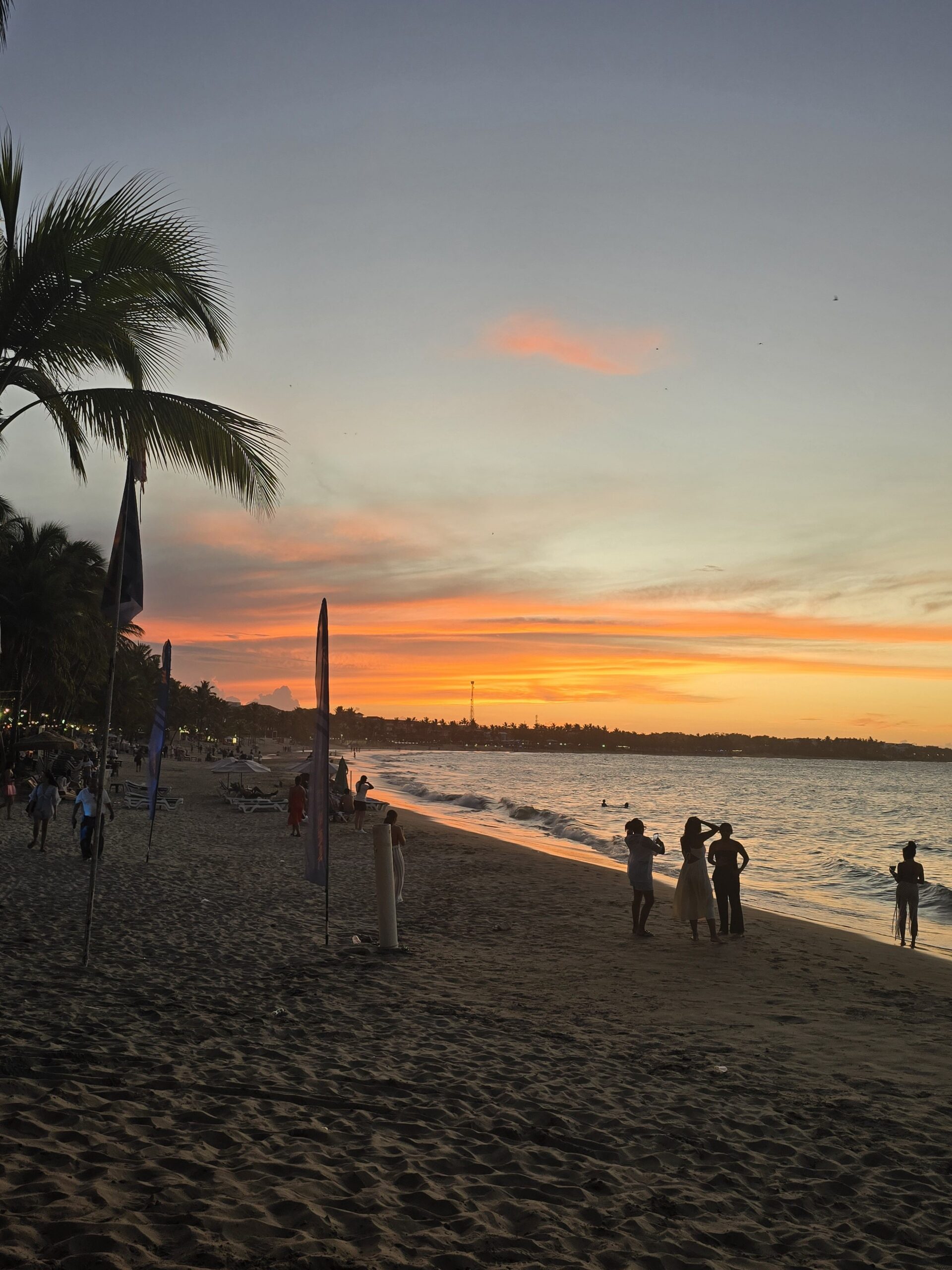 Cabarete beach sunset with kite gear