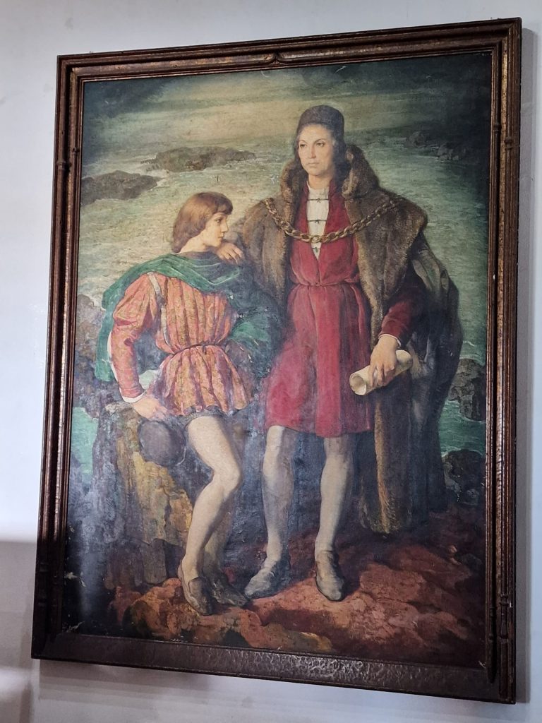 closeup colonial oil painting alcazar de colon santo domingo