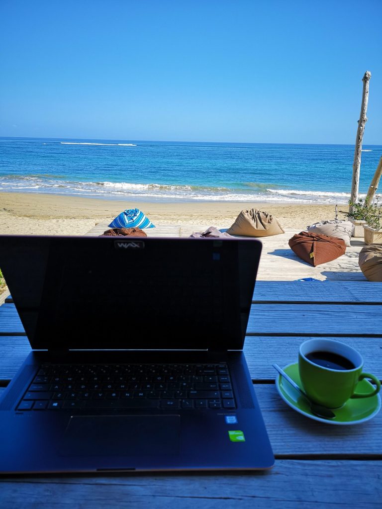 Remote work at Cocotazo Cafe, Cabarete