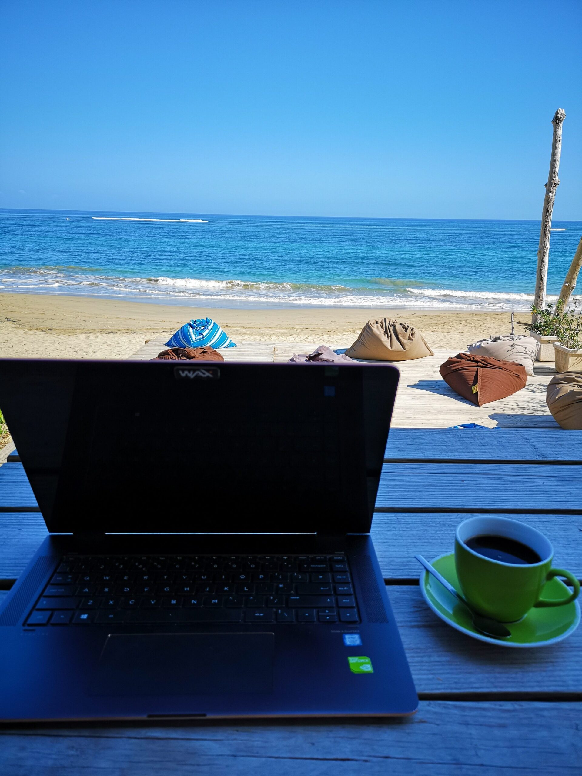 Working remotely at a cafe in Cabarete DR