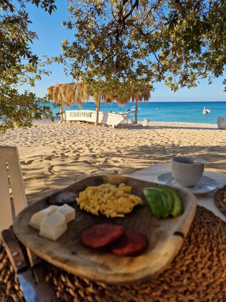ecocamp campsite morning beach bahia de aguillas southwest