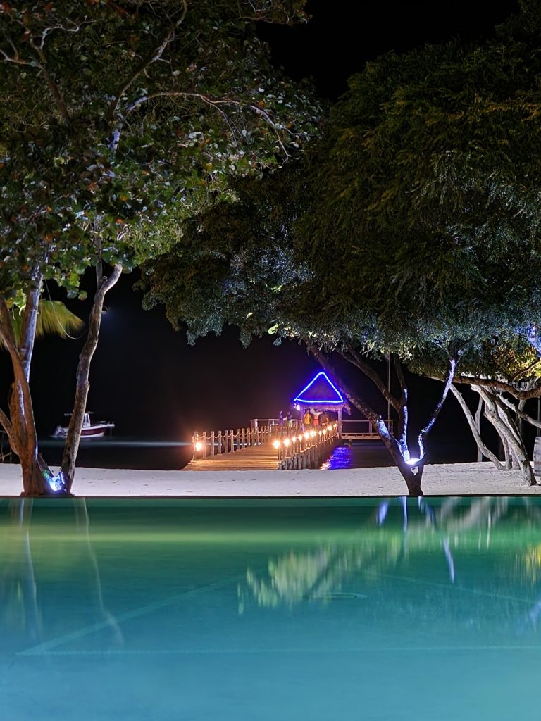 lodge night neon sign pool punta rucia lodge