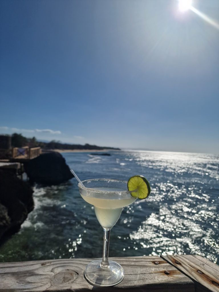 margarita lime rocks sea wooden bar punta rucia
