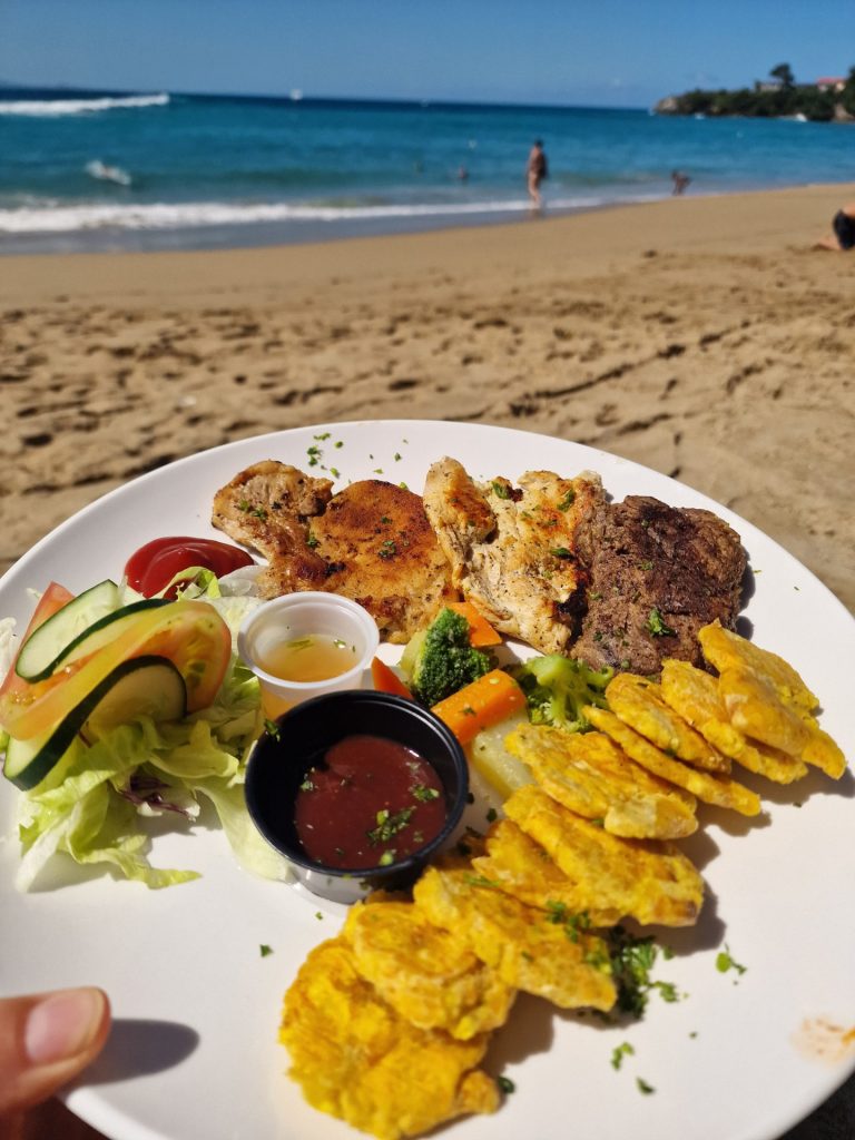 mixed meat tostones vegetables beach restaurant sosua
