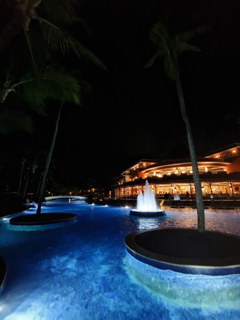 resort pool night fountain lit barcelo bavaro punta cana