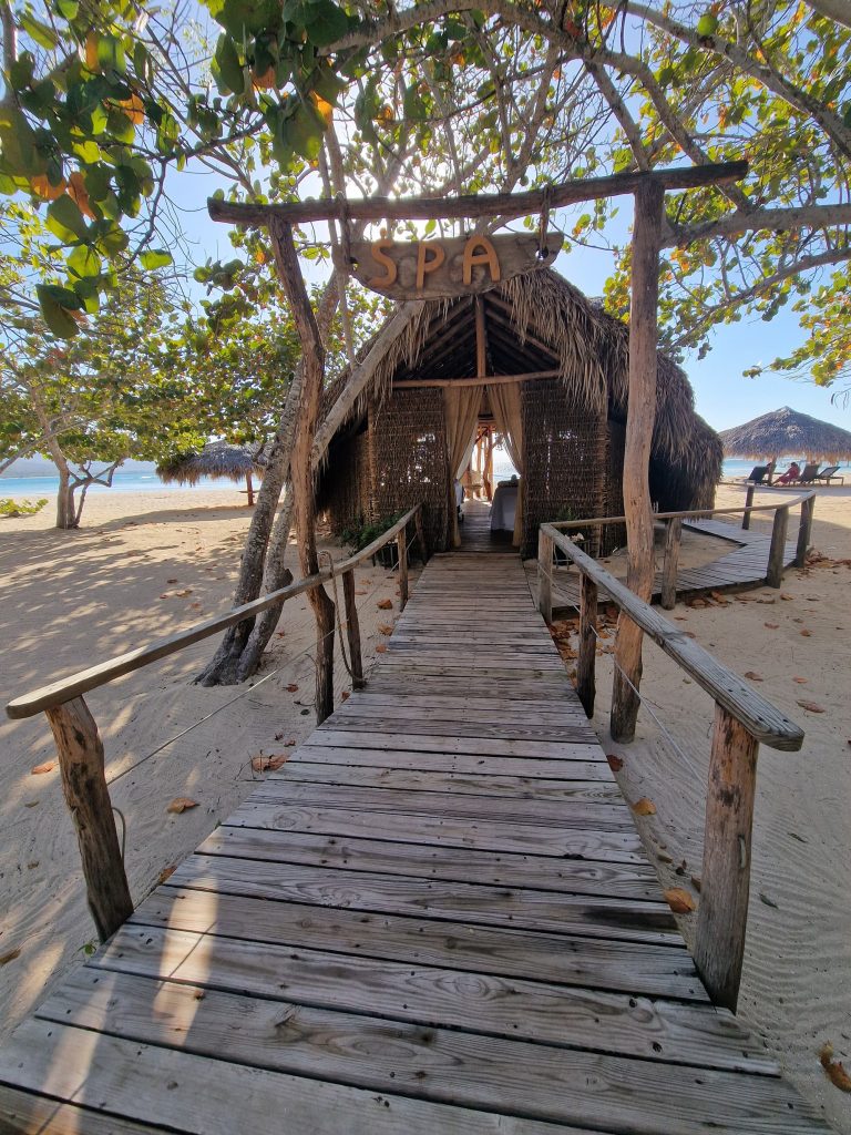 rustic thatched palapa wooden boardwalk punta rucia lodge