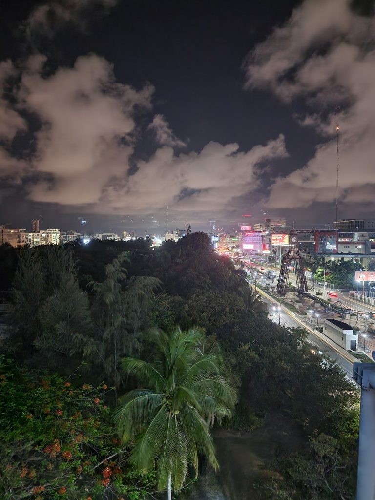santo domingo city lights aerial view night dominican republic
