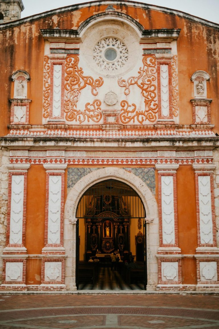 stone church facade ornamental walls altos de chavon
