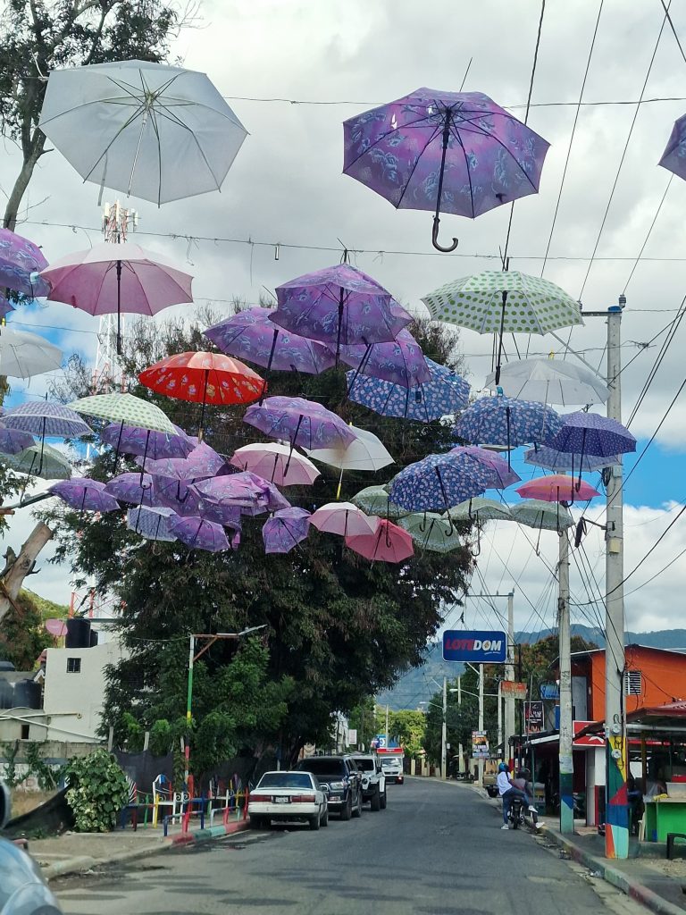 umbrella covered street san victor